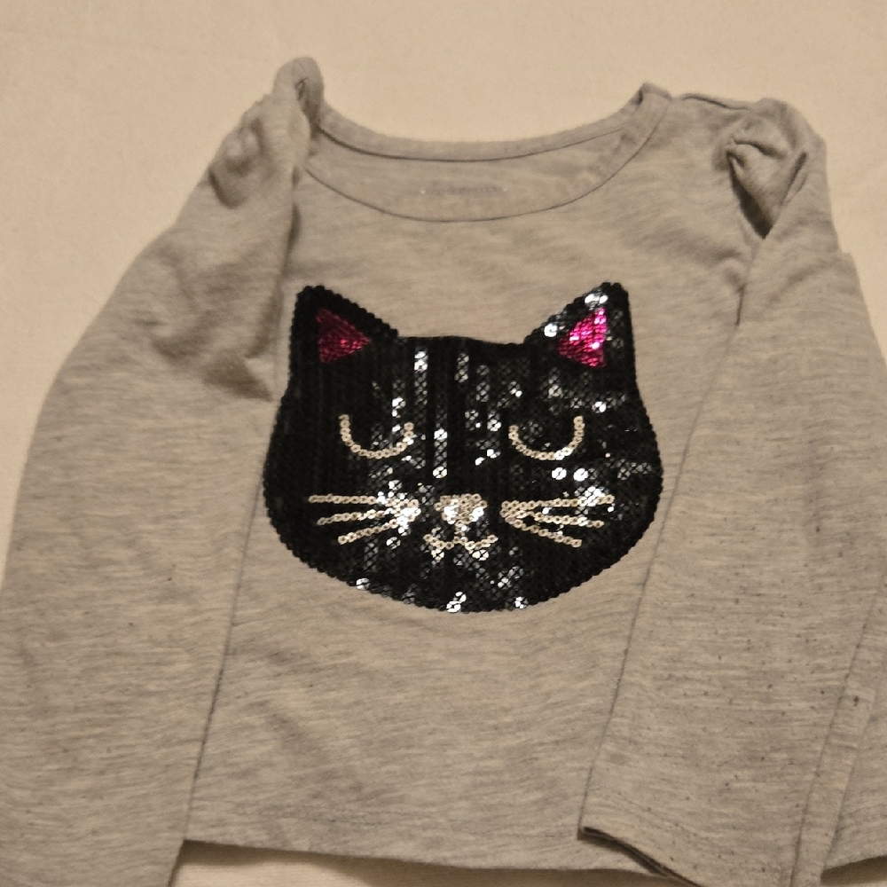 The Children's Place Gray Long Sleeve with Sequin Cat